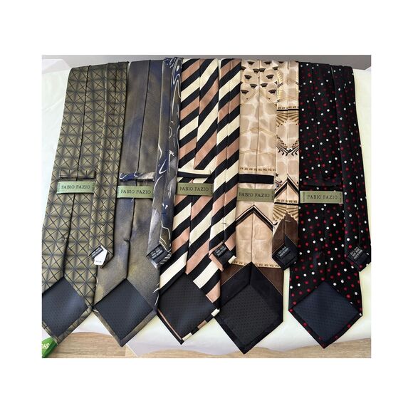 Lot Of 5 Fabio Fazio Silk Ties Striped Geometric Abstract Polka Dot - Picture 3 of 9